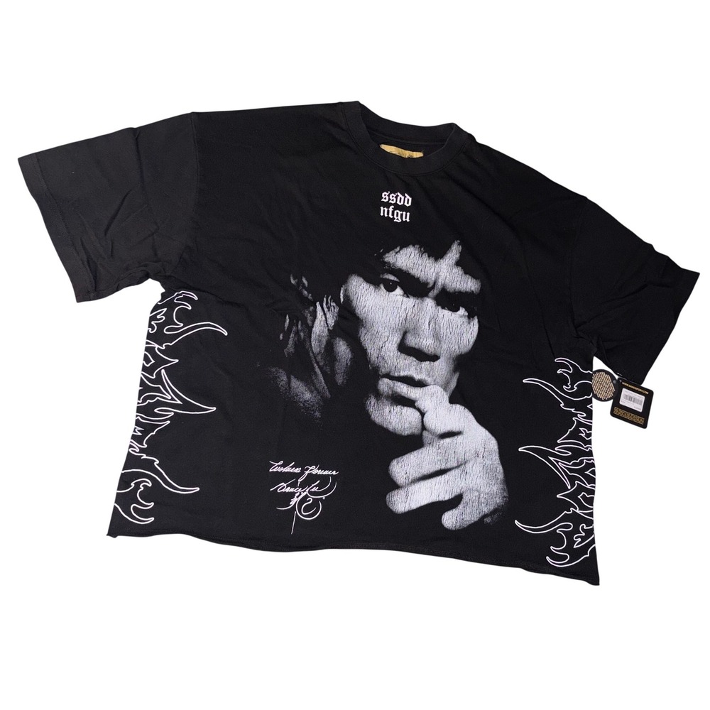 Bruce Lee Darc Sport Tee Black T-Shirt Mens XL‎ Raw Hem Box Cut Cropped 204/1000